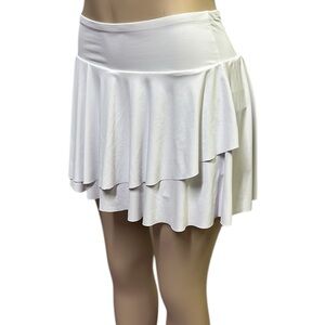 White Skort Vital Life Pull On Stretch Tiered Petal with Pockets Shorts Skirt M